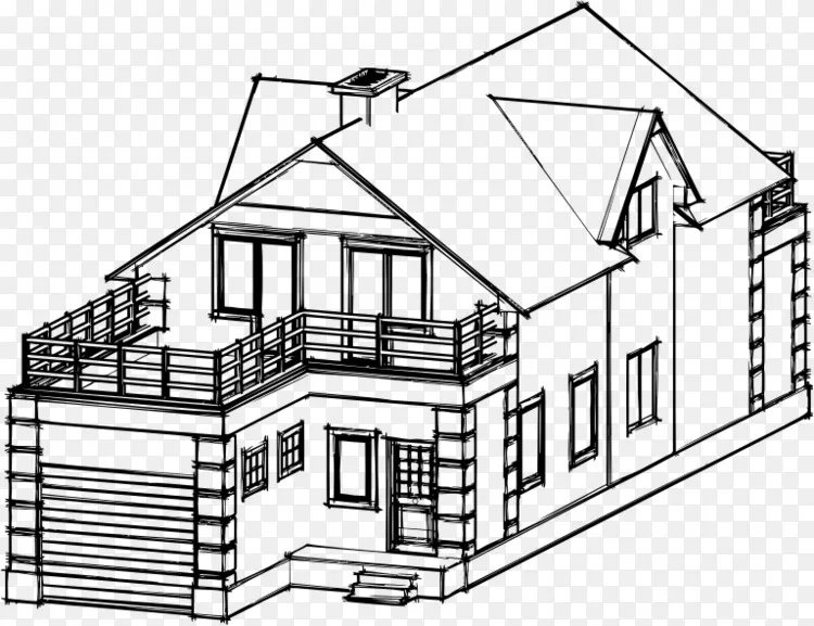 线条艺术家居建筑绘画房屋-家居