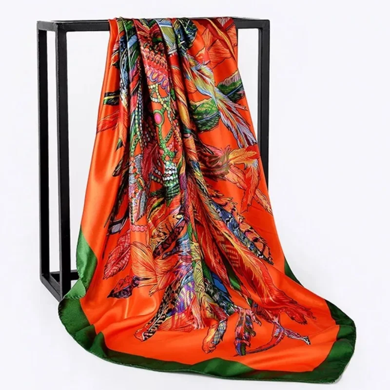 Шелковые шарфы Foulard 90*90 см квадратная голова хиджаб шарф Женский шифон шаль Бандана обертывание глушитель парео - Цвет: 08