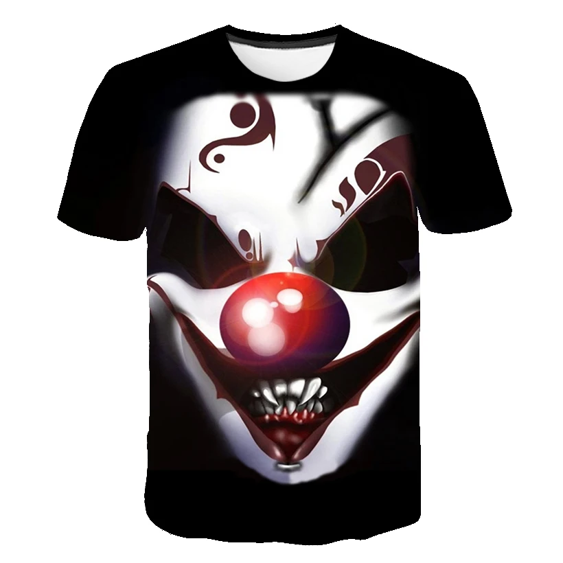 

2019 release of funny clown 3D T-shirt casual summer top T-shirt for men