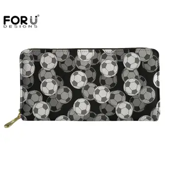 

FORUDESIGNS Soccer Basketball 3D Printing Wallets For Women Ladies Purses Cards Hold Phone Smooth Hardware Zipper Leather-purse