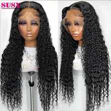 

SUSY Brazilian Afro Kinky Curly Human Hair Wig 30 Inch Lace Front Wig Closure Wig Curly Deep Wave Lace Frontal Wigs For Women