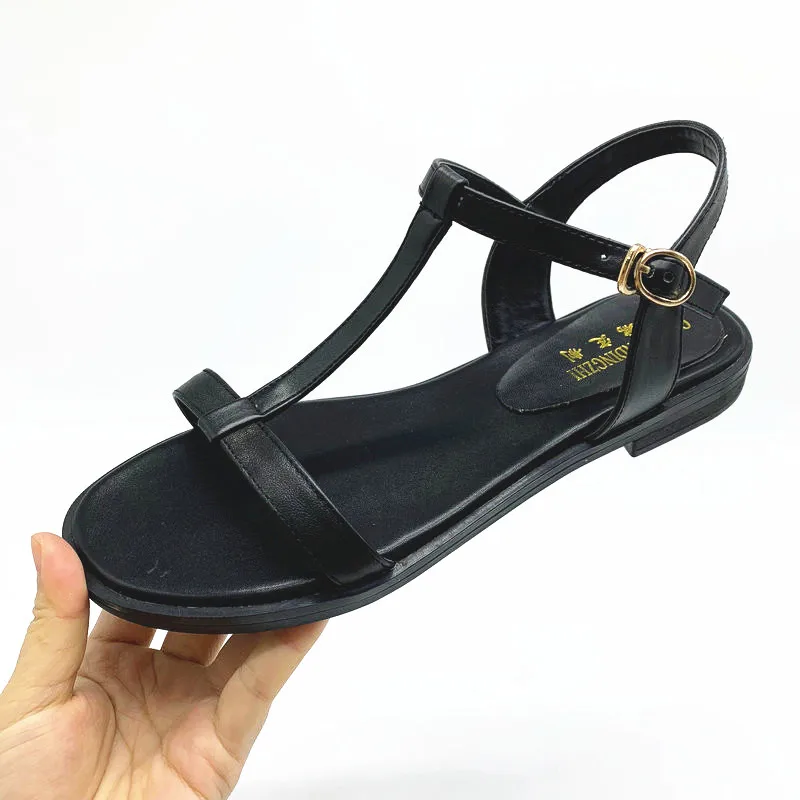 NEMAONE 100% genuine leather Women Sandals New Summer ankle strap Flip Flops size 33-43 Shoes Flat Sandal | Обувь