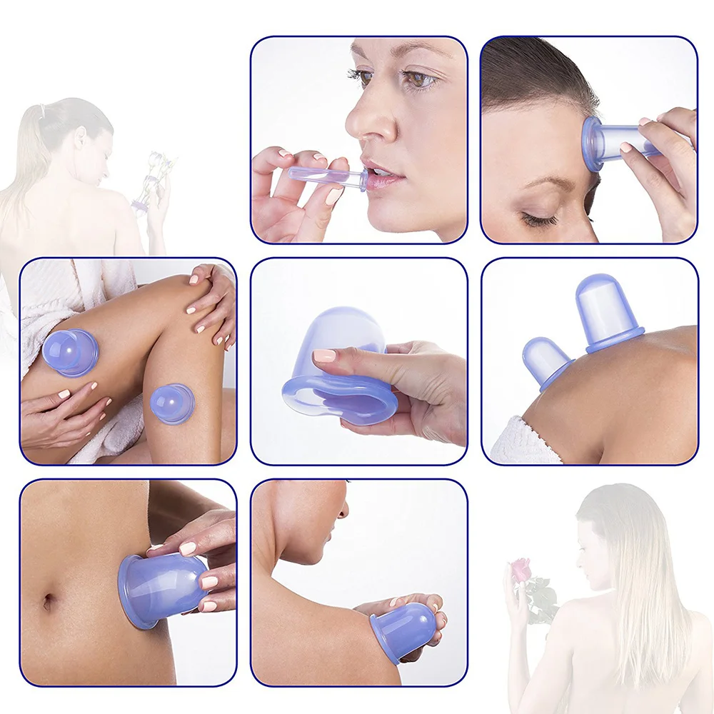 

4Pcs Silicone Vacuum Cupping Set Health Cups Opener Moisture Absorber Pull Family Back Massager Anti Cellulite Chinese Therapy