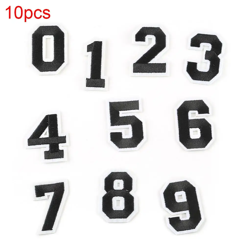 

New 10Pcs Number 0-9 Embroidered Patches Applique Clothes Sewing Cute Sew On Fabric Badge DIY Apparel Accessories