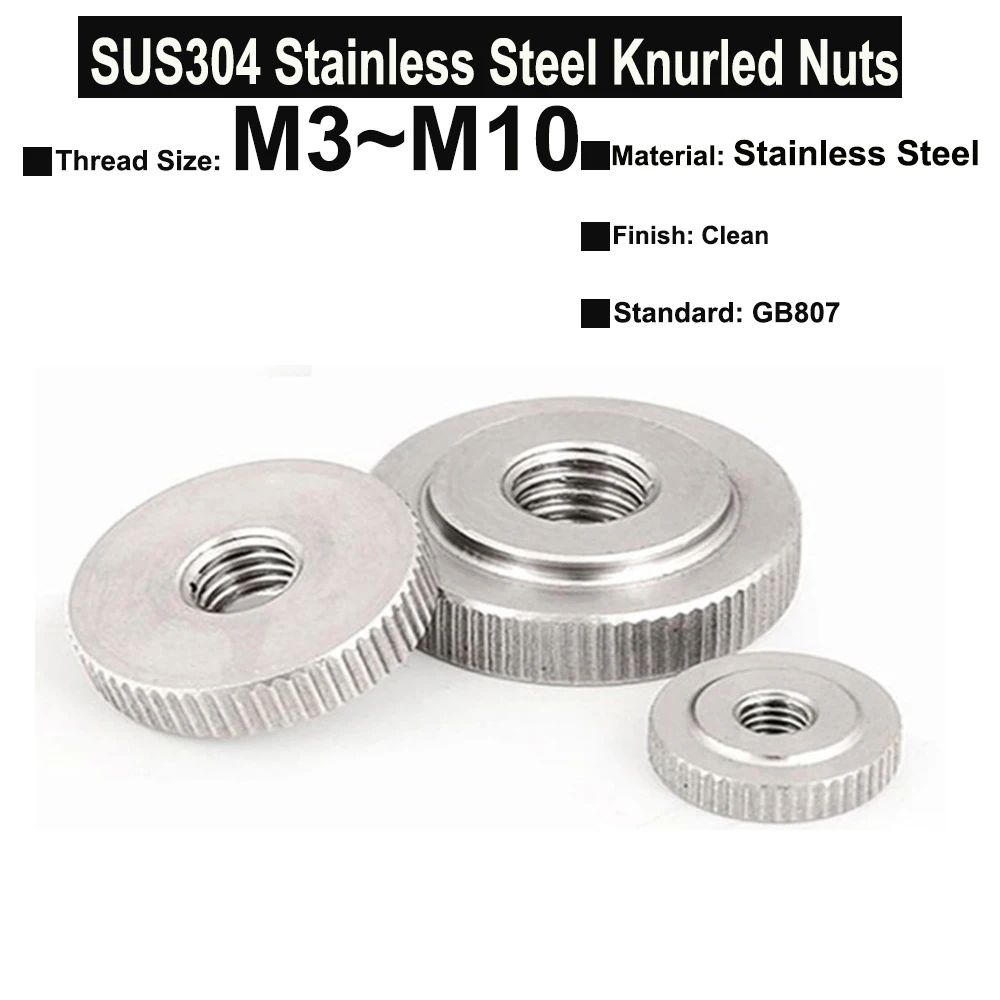 A1 STAINLESS STEEL KNURLED THUMB NUTS HIGH AND THIN TYPES M2 M3 M4 M5 M6 M8 M10 