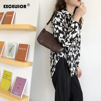 

EXCELSIOR Retro Alligator Pattern Women Messenger Handbags Casual Solid Shoulder Bags for Women Split Retro Crocodile Bolsas