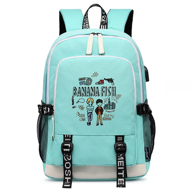 BANANA FISH Pink School Backpack Oxford Travel Bagpack Large School Bookbag  Anime USB Laptop Backpack Cartoon Women Rugzak - AliExpress