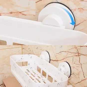 

Punch Free Plastic Bathroom Shelf Shower Shampoo Holder Kitchen Storage Organizer Rack