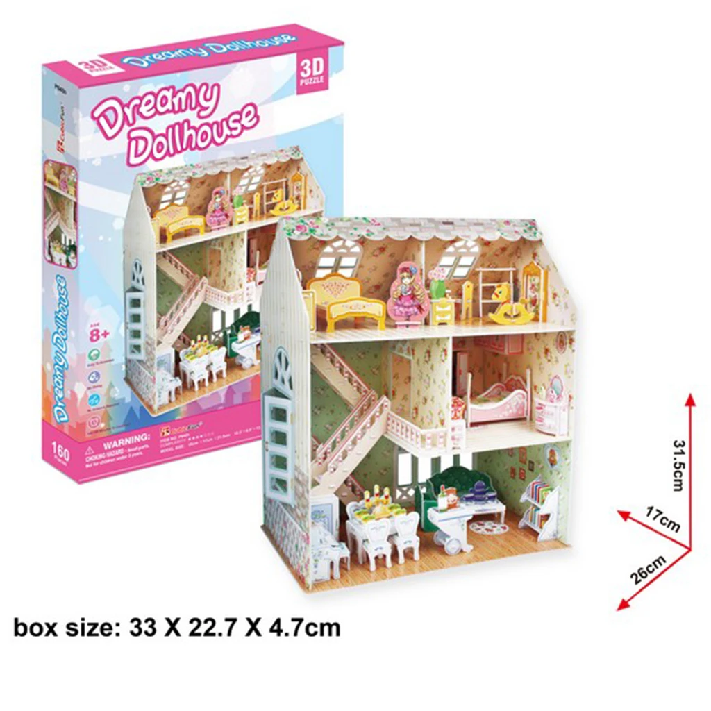 DIY Wooden Doll House Kits - European Beach Architecture House - Home Decoration - Miniature Building Toy for Children Birthday