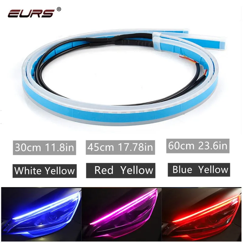 

EURS Car LED DRL Daytime Running Light Strip Flexible Soft Tube Guide Headlights LED Strip Lights Waterproof 30cm 45cm 60cm LED