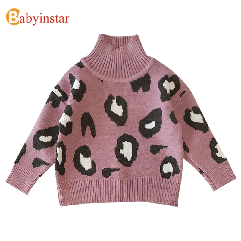 Детский свитер Babyinstar Осенний Трикотажный Хлопковый с леопардовым принтом для