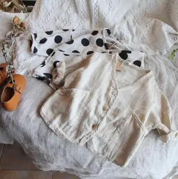 

2020 new style girls boys coat spring cotton linen fashion full sleeve kids jacket 2-7t HM699