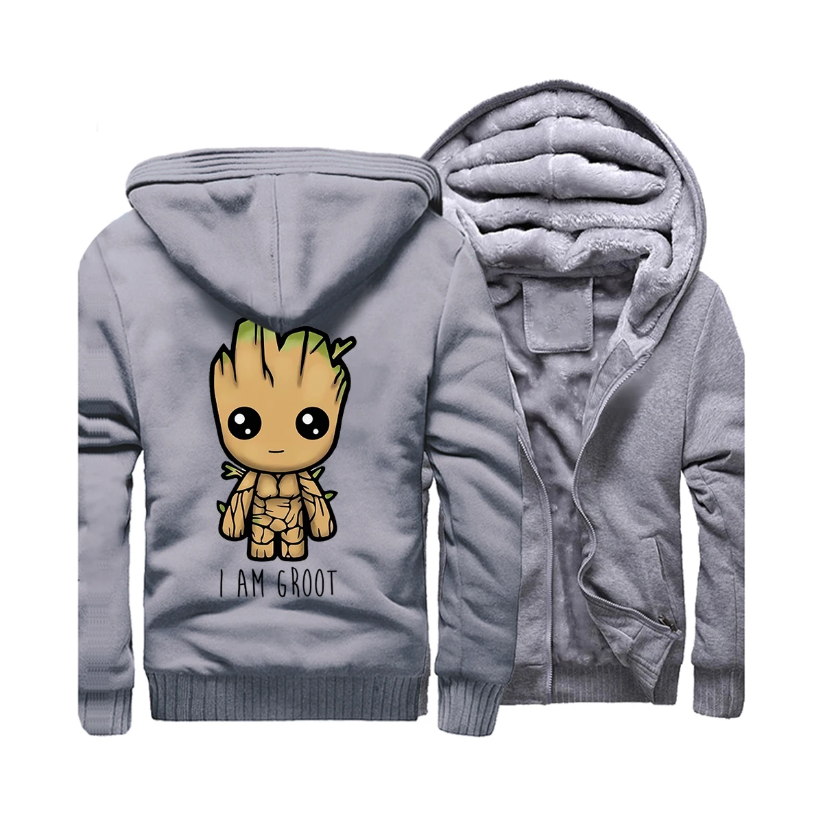 Guardians of the Galaxy Movie Men Hoodies I Am Groot New Winter Fleece Jacket Harajuku Zipper Hot Sale Casual Cotton Sweatshirt