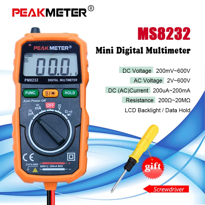 Peakmeter ms8232 Бесконтактный цифровой мультиметр DC/AC Напряжение Ток Тестер Авто Мощность OFF цифровой мультиметр тестер