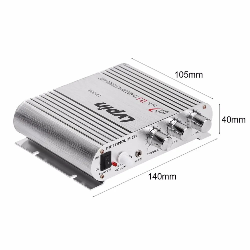 100% Original Brand Lepy Lp-838 2.1 3 Channel Stereo Mini Computer Car Amplifier 3.5mm Headphone out Subwoofer Out multi zone amplifier