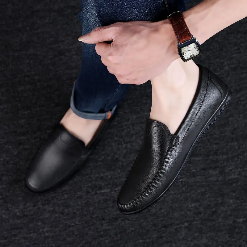 

2019 Full-grain Leather MEN'S SHOES Man Genuine Leather Shoes Foot Covering Loafers Extra Large Yards 47 for Men Shoes