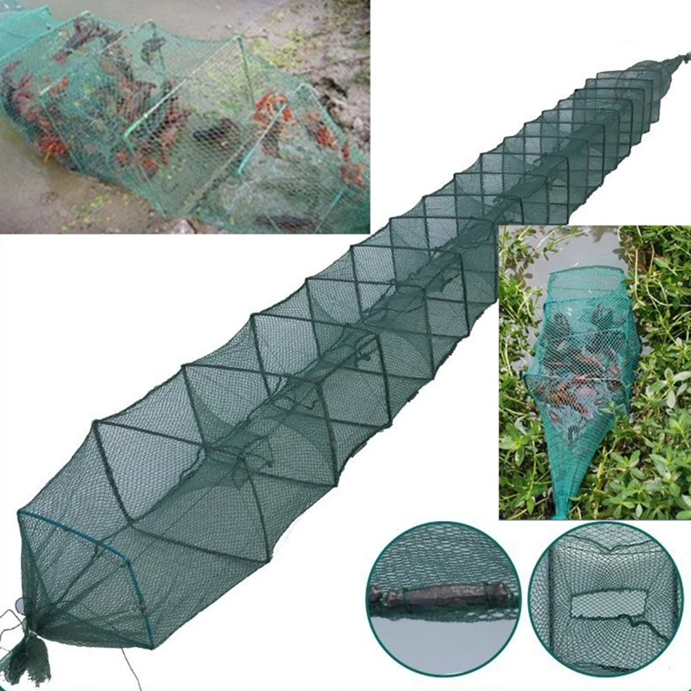 

5M/3.5M Fishing Cage River Foldable Fishing Trap Sturdy Pond Fishing Net Durable Crab Lake Lobster Squid Fish Shrimp Catcher