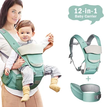 

12-In-1 Baby Carrier Infant Kid Baby Hipseat Sling Front Facing Kangaroo Baby Wrap Carrier With Non-Slip Hip Seat