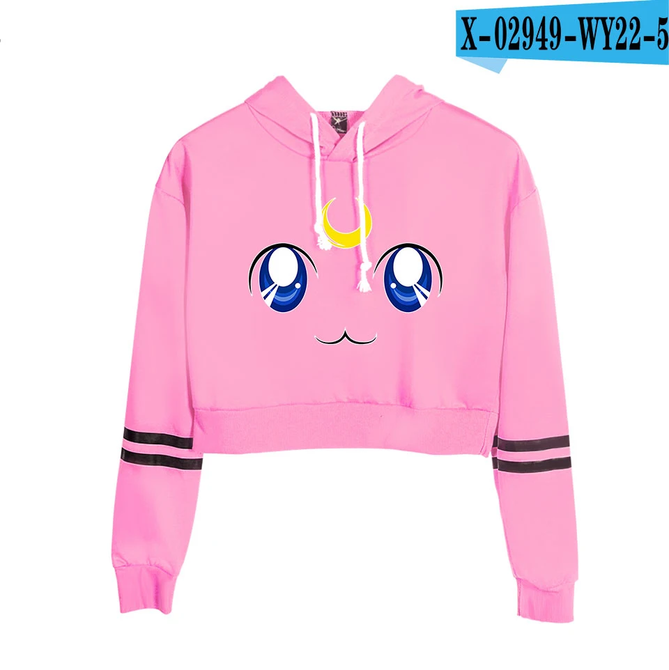 pink Сейлор Мун, укороченный топ, толстовки, женская мода, новинка, хит, хлопок, Harajuku, Сейлор Мун, женские/девичьи толстовки, толстовка, белая одежда - Цвет: pink