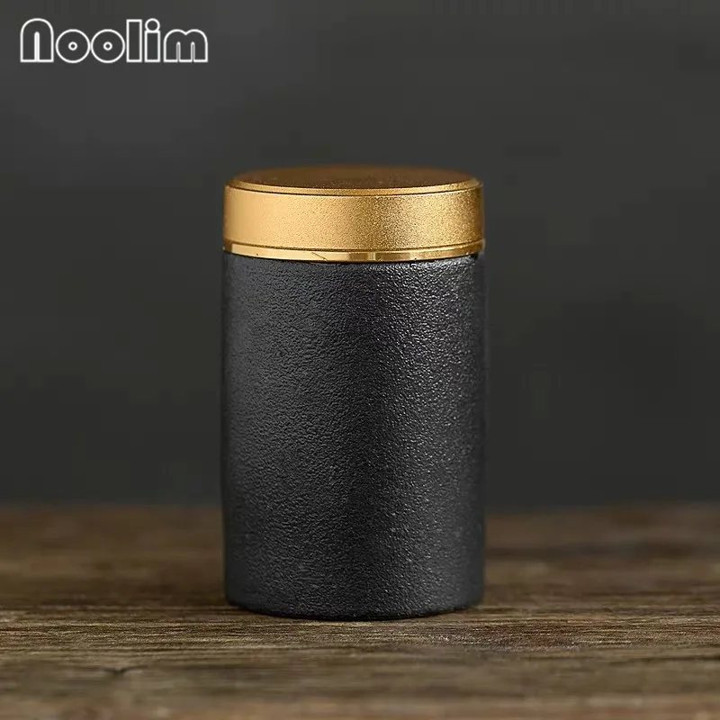 Black-A Керамическая простая мини-бутылка для чая пуэр, креативная Герметичная Бутылка для хранения с крышкой из сплава, портативная дорожная емкость для чая кунг-фу - Цвет: Black-A