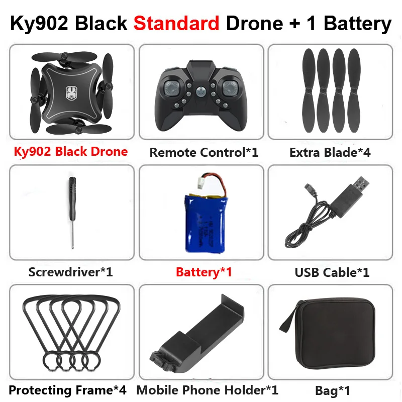 Мини складной Дрон KY902 с камерой 4K HD, Wi-Fi, FPV, голосовое управление, следуем за мной, Радиоуправляемый вертолет, Квадрокоптер, детская игрушка VS E58 SG106 - Цвет: KY902 B no camera 1B