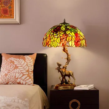

Factory direct sale titian orchard elk moose to decorate the study berth lamp tiffany American living room desk lamp