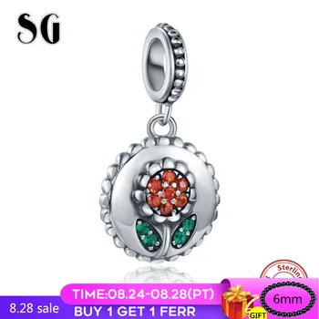 

New arrival plant collection authentic 925 sterling silver cute sunflower charms beads fit Pandora bracelet women diy jewelry