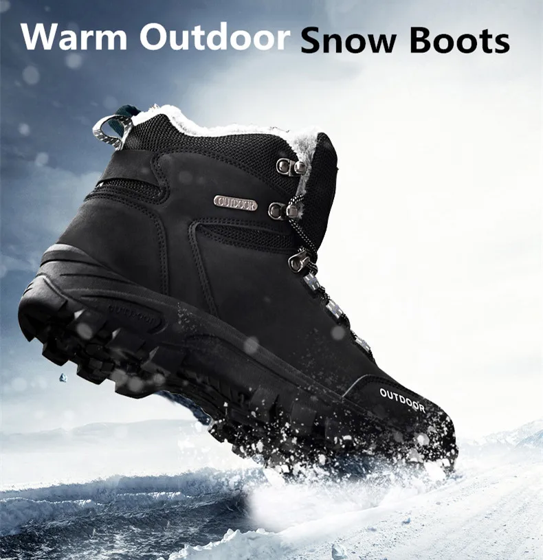 New Men Boots Winter With Fur Warm Snow Boots Men Winter Boots Work Shoes Men Footwear Fashion Rubber Ankle Shoes
