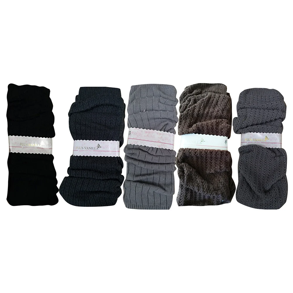 Winter Europe and America trend ladies solid color crocheted leg warm pants elastic platform socks