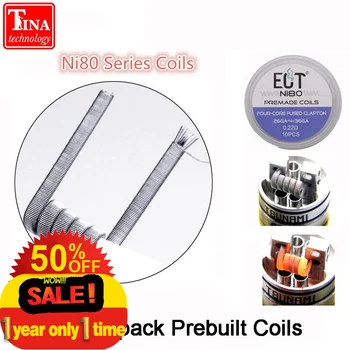 

10pcs Heating Wire Coil Prebuilt Coil NI80 High Density Alien Clapton Coil DIY RDA RBA RTA Atomizer Vape e Cigarette Tank