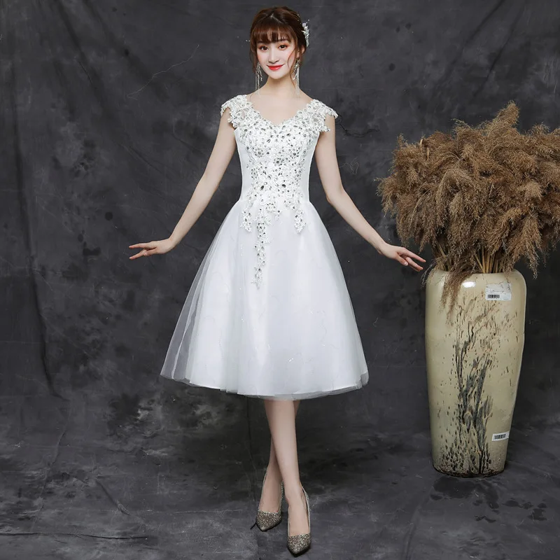 

2019 Promotion Vestido Cocktail Dress Bride 2020 New Large Pregnant Women Summer And Autumn Thin Shoulders Fat Diamond Skirt