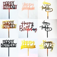 

Acrylic Happy Birthday Letter Cake Topper Party Supplies Rose Gold Black Cupcake Toppers Cake Decorations Baby Shower Kids Gifts