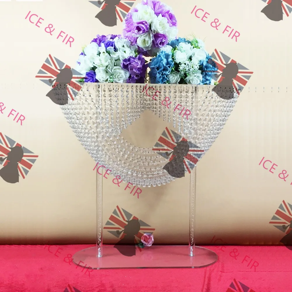 

2Piece/Lot Crystal Wedding Centerpiece Cake Stand Acryli Flower Stand Center Decoration Candlestick Wavy Crystal