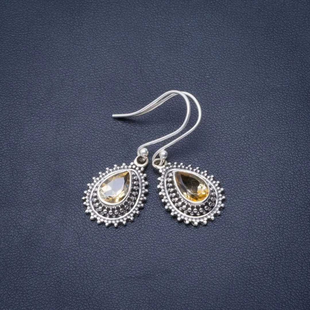 

Natural Citrine Handmade Unique 925 Sterling Silver Earrings 1.5" B2172