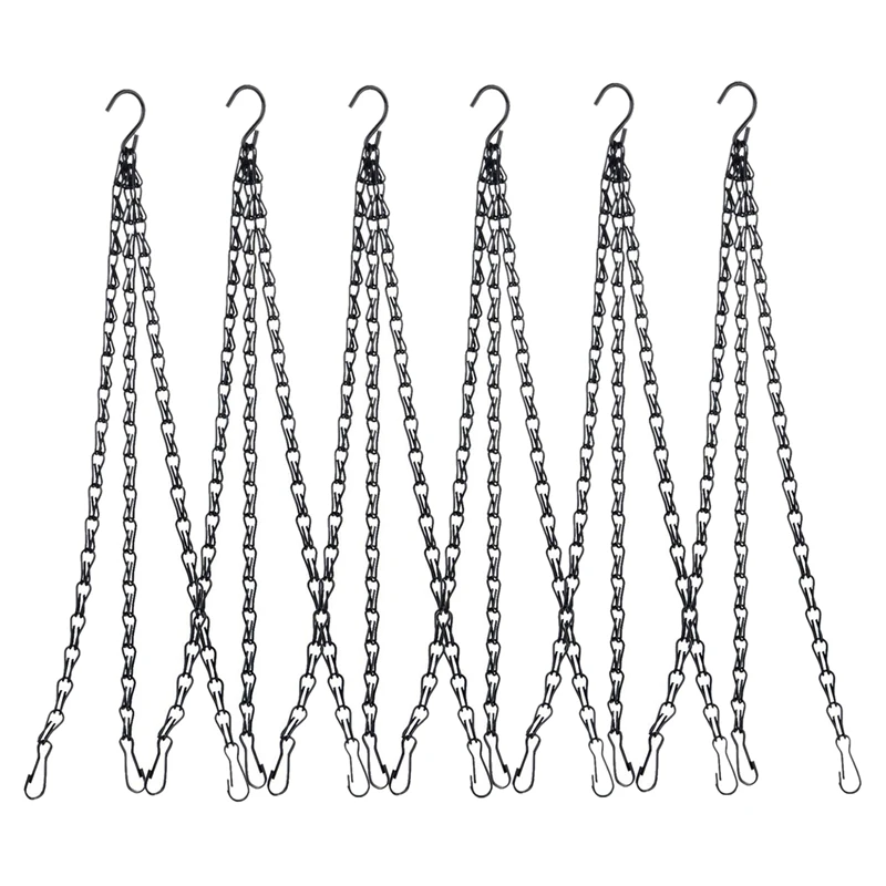 

6 Pack Hanging Chain, HEAVY DUTY 50cm Hanging Flower Basket Replacement Chain -3 Point Garden Plant Hanger for Outdoor or Indoor