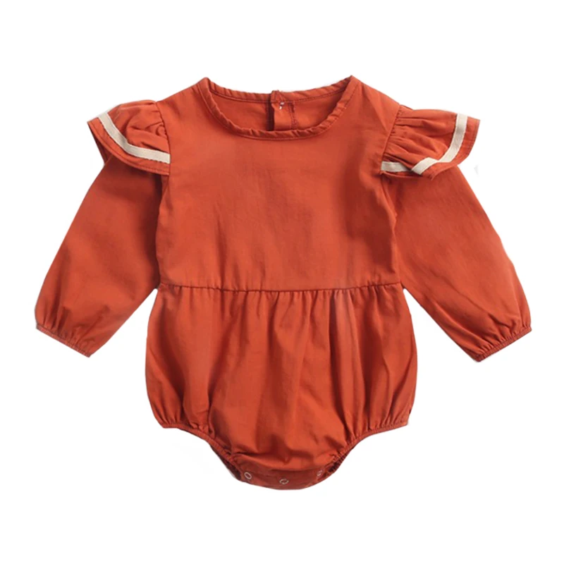 Orange BRW8157 Комбинезон для маленьких девочек; модная одежда для новорожденных; сезон весна-осень; винтажные хлопковые боди принцессы с цветочным рисунком; детская одежда; боди для маленьких девочек - Цвет: Orange BRW8157