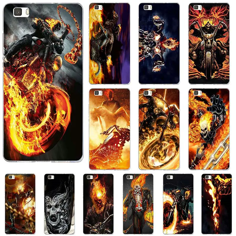 Biker Ghost Rider Soft TPU Silicone Cell Phone Case for Huawei P8 P9 P10 P20 Lite Mate 10 Pro Y5 Y6 II Y7 Honor 6X 7X 9 Shell | Мобильные
