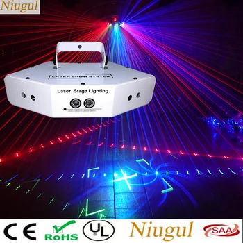 

6 Lens Scan Laser Light DMX RGB Full Color Lines Beam With Patterns Laser Home Party DJ KTV Projector Great Effects Stage Lights