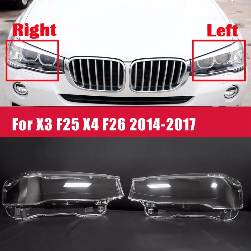 Left+Right for BMW X3 F25 2014 2017 Car Headlight Len Cover Head Light