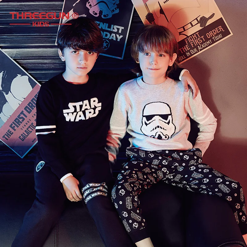 

THREEGUN KIDS X Star Wars Children Sweater for Toddler Boys Teenager Cotton Tops Pullover Long Sleeve Kids Autumn Winter Clothes