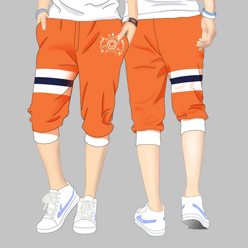 

Summer Men Shorts Anime Naruto Akatsuki Drawstring Sweatpants Shorts Mens Unisex Loose Knee Length Pants