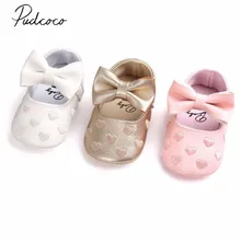

2021 Brand New Newborn Infant Baby Girls Boy Causal Shoes Crib Shoes 3 Style Leather Heart Print Hook Soft Sole Baby Shoes 0-18M