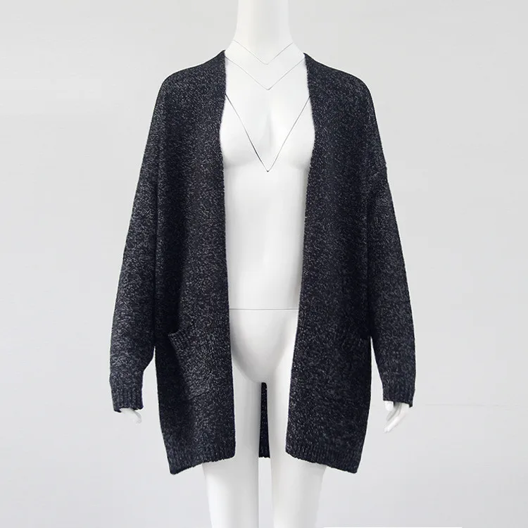 Женский свитер кардиган плюс Размеры кардиган женский пуловер женский, с длинным рукавом и карманами, на осенне-зимний свитер теплый 5XL OY40