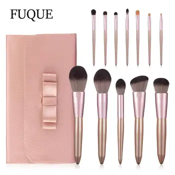 

FUQUE Cute Makeup Brushes Set With Leather Bag For Blusher Foundation Eyeshadow Pink Color High Quanlity Cosmetic Tool