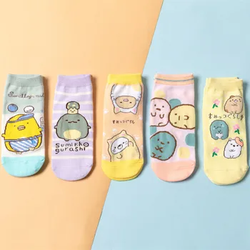

5 Pairs/Lot Cotton Socks Women Casual Cartoon Funny Cute Cat Fruit Food Daisy Kawaii Cartoon Harajuku Ankle Sock Slipper Summer