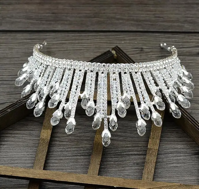 Blingbling диадемы свадебные украшения для волос Корона кристалл вечерние аксессуары для выпускного свадебные аксессуары для волос