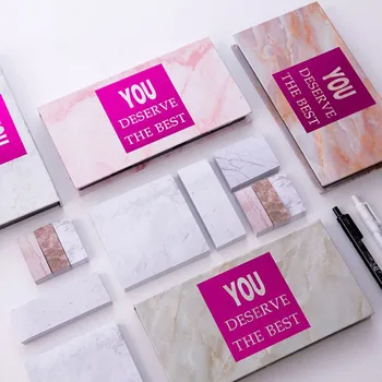 

1 Set Marble Kawaii Sticky Notes Set Box Package Office Decoration Planner Accessories Memo Pad Sticker Gift Stationery