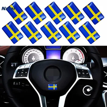 

Nstar 10pcs/lot 18mm Sweden National Falg Sticker ABS Car Part Decoraion Bumper Fuel Tank Cap Rim Badge For Clio Fiesta 013