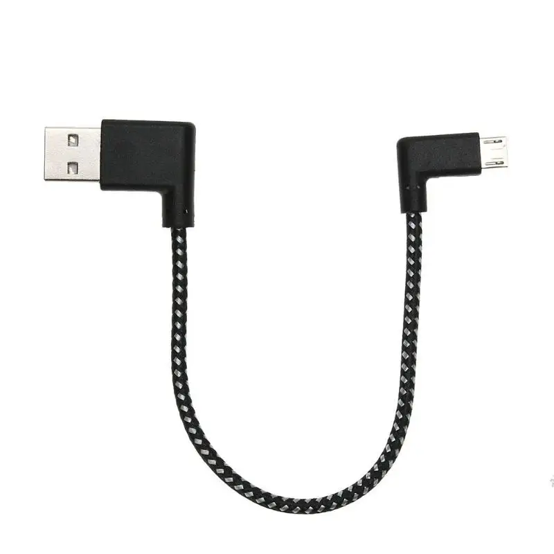 Прочный l-образный нейлоновый Плетеный Micro usb зарядный кабель для передачи данных черный