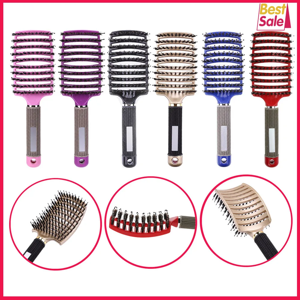 Massage-Comb Hair-Brush Salon Hairdressing-Styling-Tools Detangle Curly Women Nylon Wet